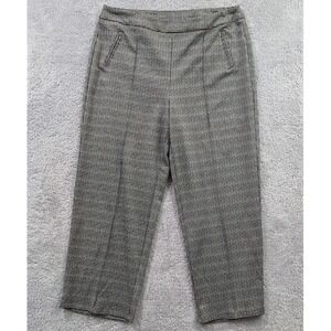 Cato Women's 22/24W Houndstooth Wide-Leg Elastic Waist Dress Pants Black Teal